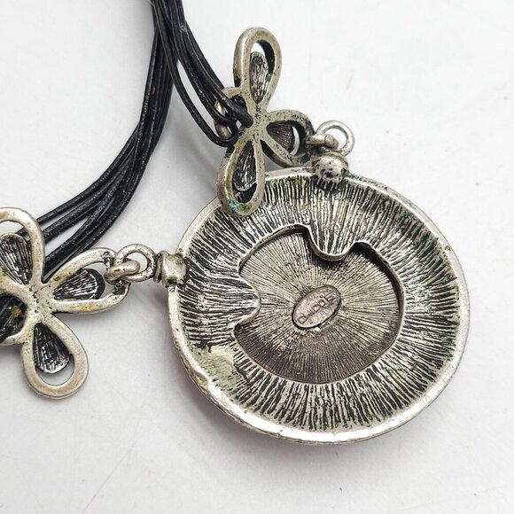 Chicos Multicolor Enamel Medallion Pendant Necklace With Black Cord BoHo - Picture 4 of 6